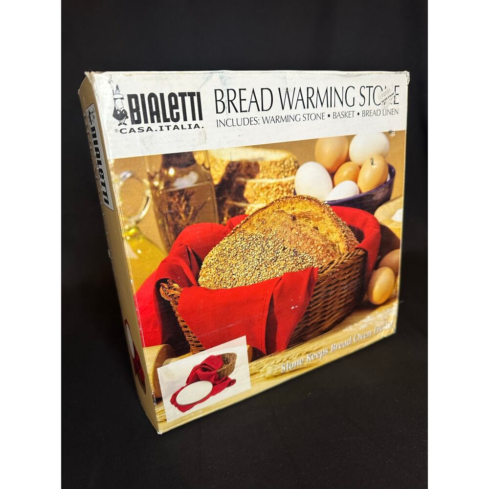VTG Bialetti Casa Italia Bread Warming Stone Set NIB